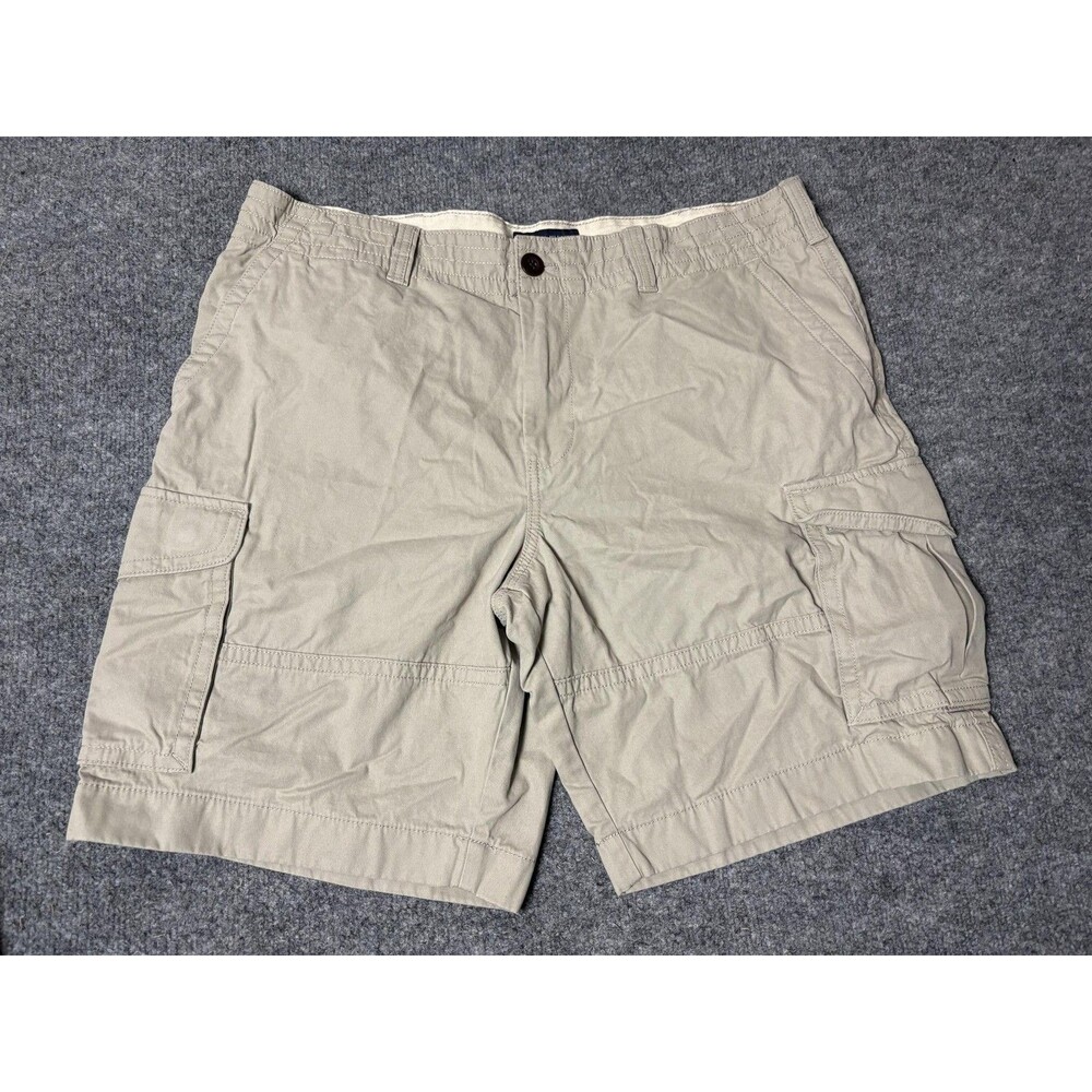 Tommy Hilfiger Cargo Shorts Mens 38 Beige Canvas Elastic Waist 10" Inseam Casual